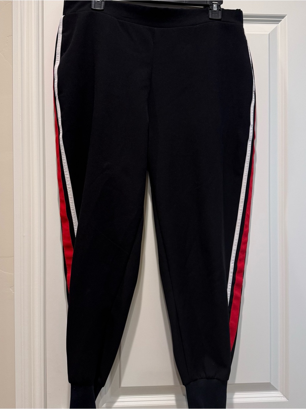 Black striped jogger pants